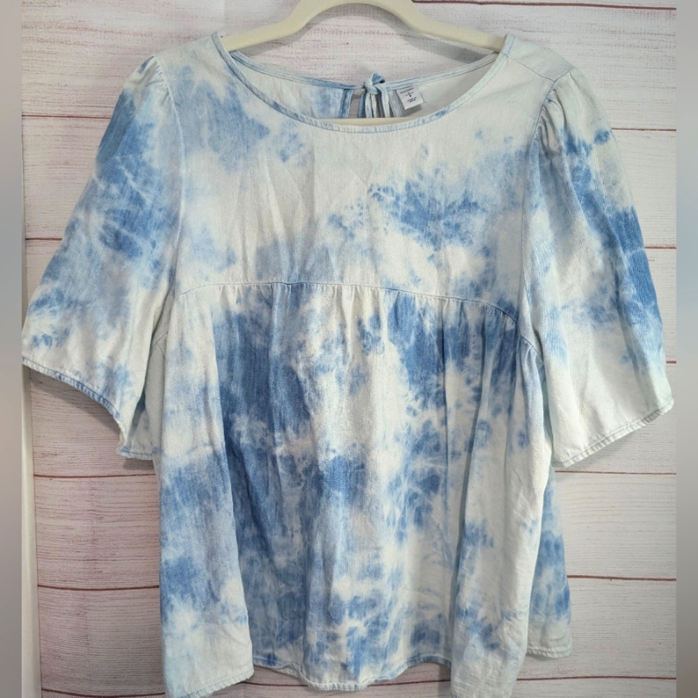 Nwot Old Navy Tie Dye Denim Baby Doll Top Size Medium